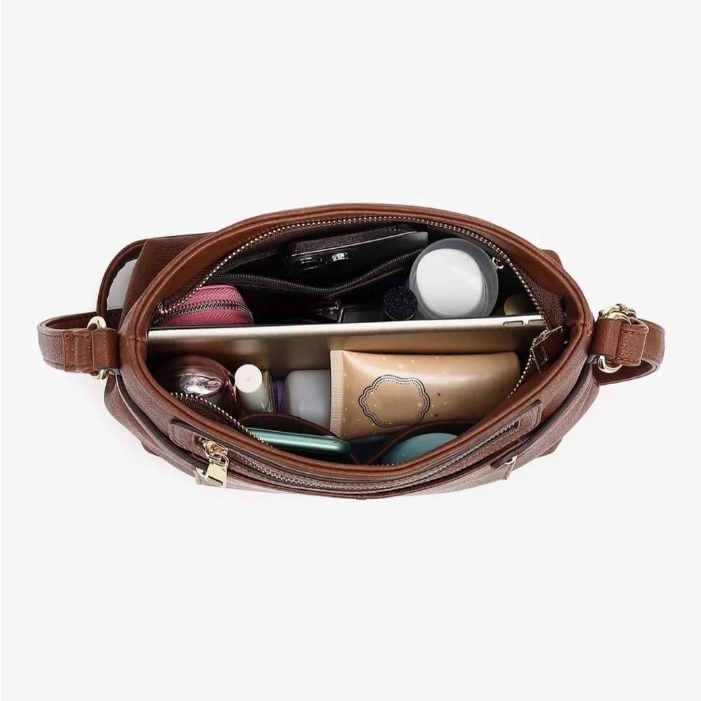 NWT Brown Leather Crossbody Bag - Picture 10 of 14